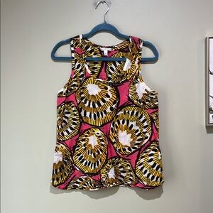 ☀️J. Crew Brown and Yellow Graphic Sleeveless Tank Top